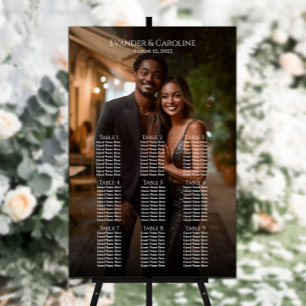 Elegant photo wedding seating chart 9 tables