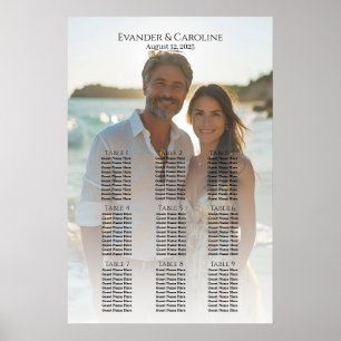 Elegant photo wedding seating chart 9 tables