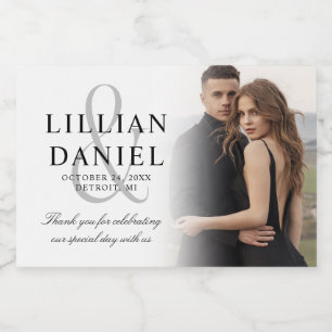 Elegant Photo Wedding Sparkling Wine Label