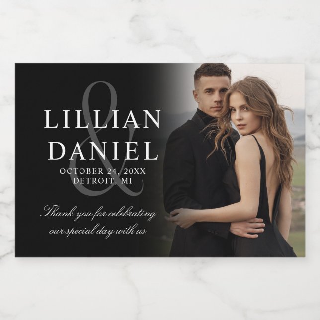 Elegant Photo Wedding Sparkling Wine Label (Single Label)