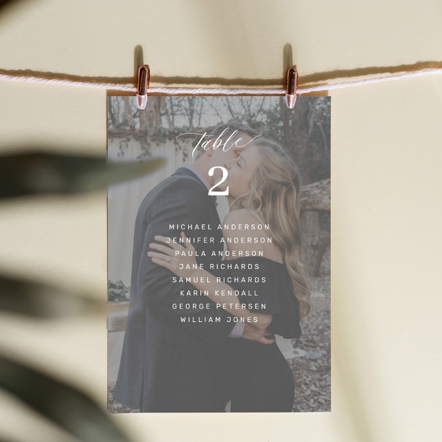 Elegant photo wedding table seating chart card (Creator Uploaded)