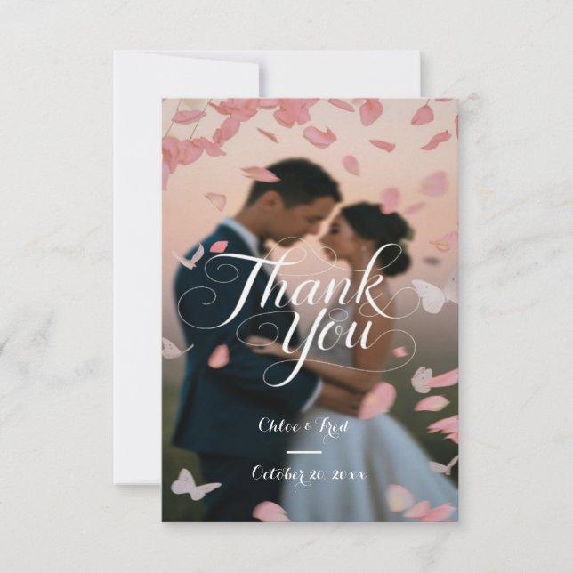 Elegant Photo Wedding Thank You Card (Front)