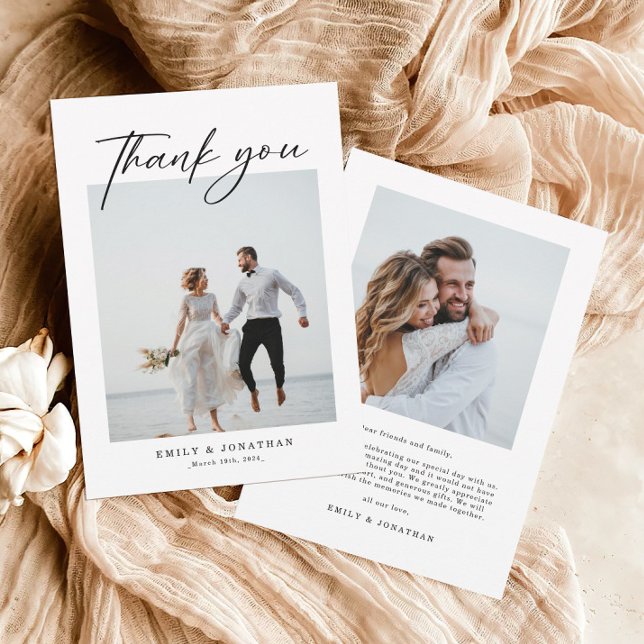 Elegant Photo Wedding  Thank You Card (Creator Uploaded)