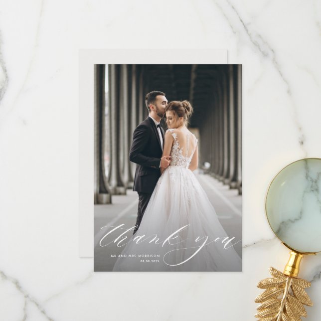 elegant photo wedding thank you card (Front/Back In Situ)