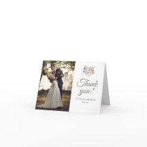 Elegant Photo Wedding Thank You Card – Sage Green