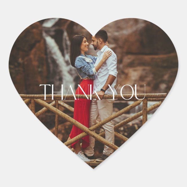Elegant Photo Wedding Thank You Favour Stickers (Front)