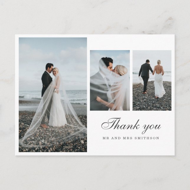 Elegant Photo Wedding Thank You Postcard (Front)