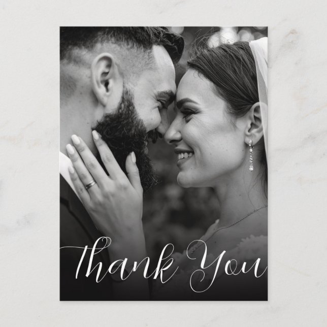 Elegant Photo Wedding Thank You Postcard (Front)