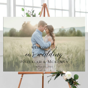 Elegant photo wedding welcome poster