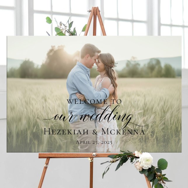 Elegant photo wedding welcome poster (Creator Uploaded)