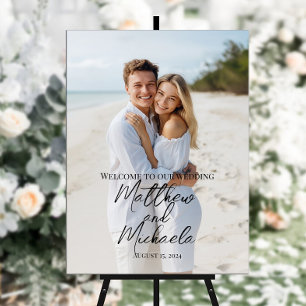 Elegant photo wedding welcome sign