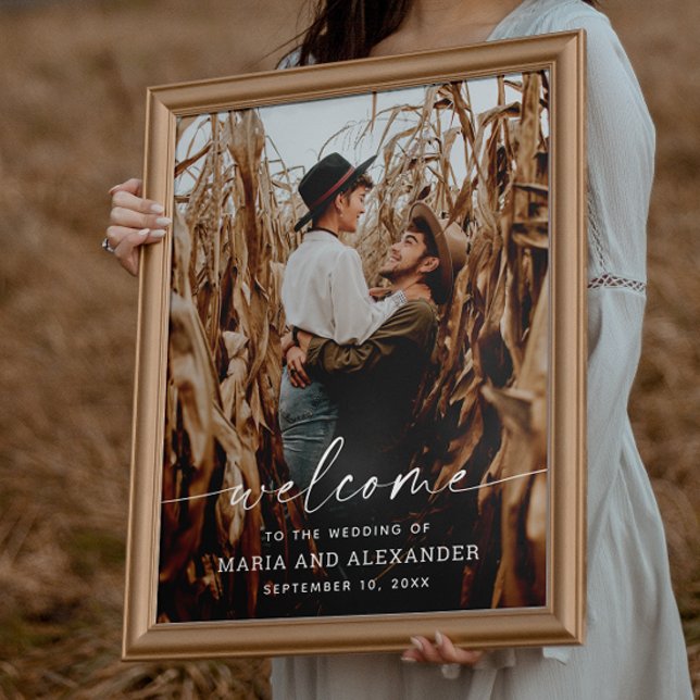Elegant Photo Wedding Welcome Sign. Modern Script Poster (Creator Uploaded)