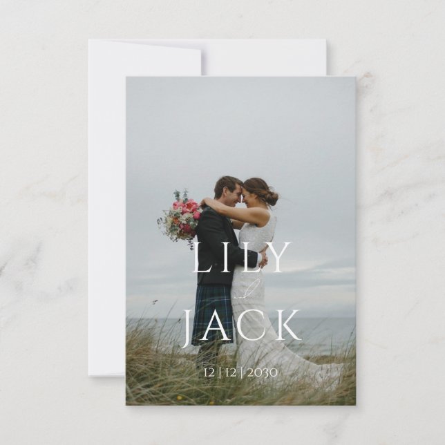 Elegant Photo with Modern Typography rsvp card (Front)