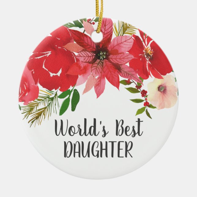 Elegant Photo World's Best Daughter Ceramic Tree Decoration (Front)