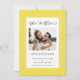 Elegant Photo Yellow   Save The Date Engagement