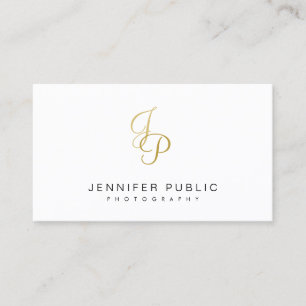 Elegant Photographer Monogram Modern Gold Text Business Card