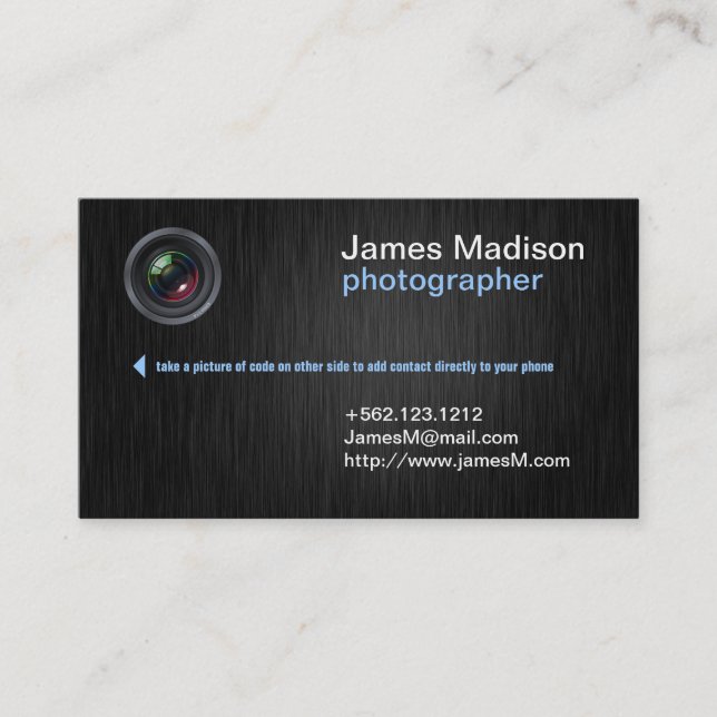 Elegant Photography Business Card w/ QR Code (Front)