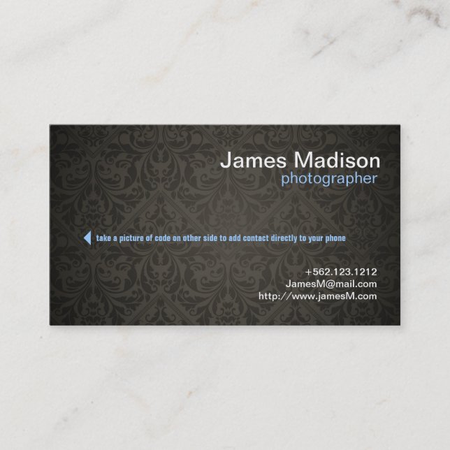 Elegant Photography Business Card w/ QR Code (Front)