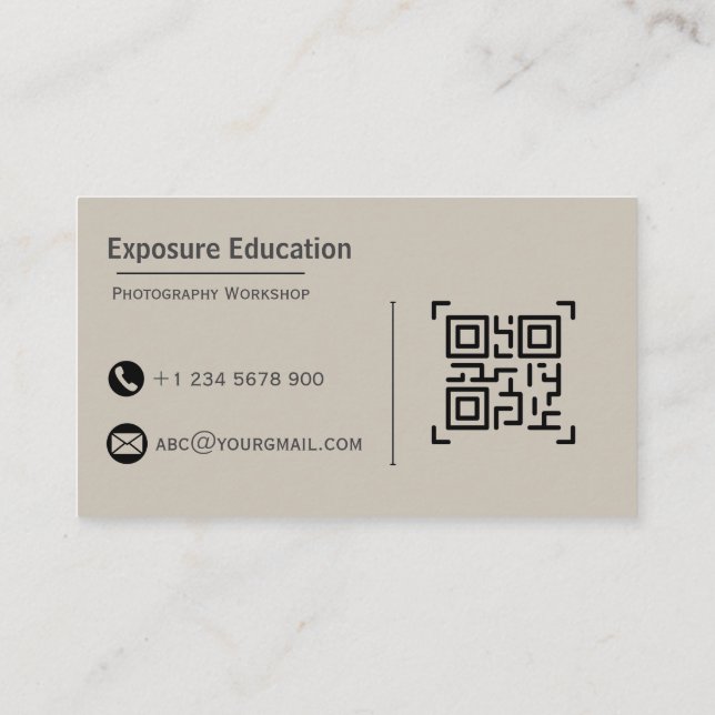 Elegant Photography Workshop Brown Business Card (Back)