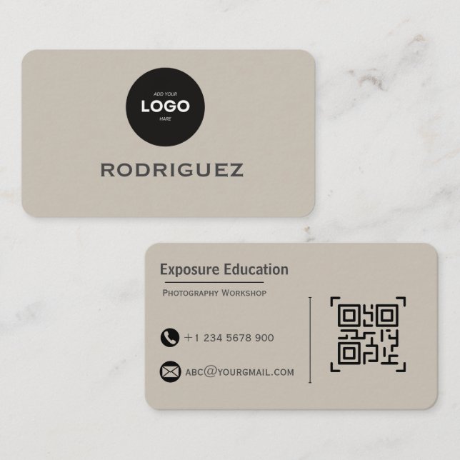 Elegant Photography Workshop Brown Business Card (Front/Back)