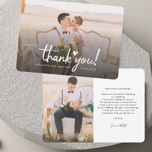 Elegant Photos Handwritten Wedding Thank You Card