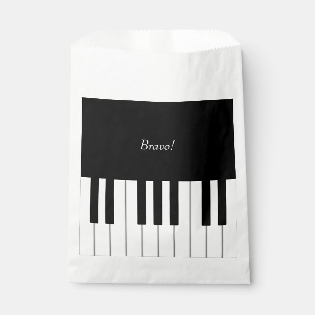Elegant Piano Keyboard Custom Name & Message Favour Bags (Front)