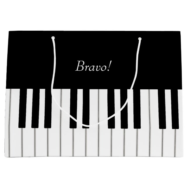 Elegant Piano Keyboard Custom Name & Message Large Gift Bag (Front)