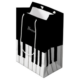 Elegant Piano Keyboard Custom Name & Message Medium Gift Bag