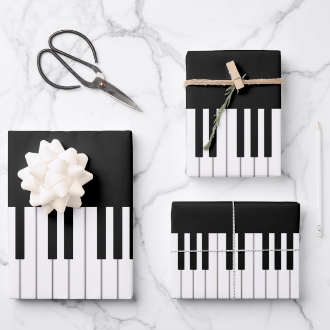Elegant Piano Keyboard Musical Occasion Wrapping Paper Sheet (Front)