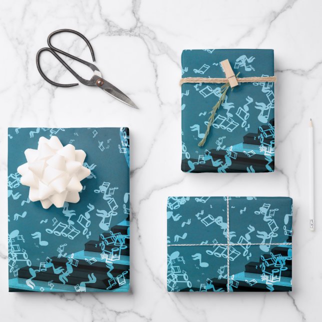 Elegant Piano Keys Music Instrument Theme Wrapping Paper Sheet (Front)