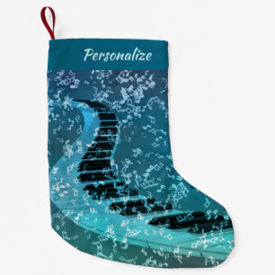 Elegant Piano Keys Musician Christmas Holiday Small Christmas Stocking