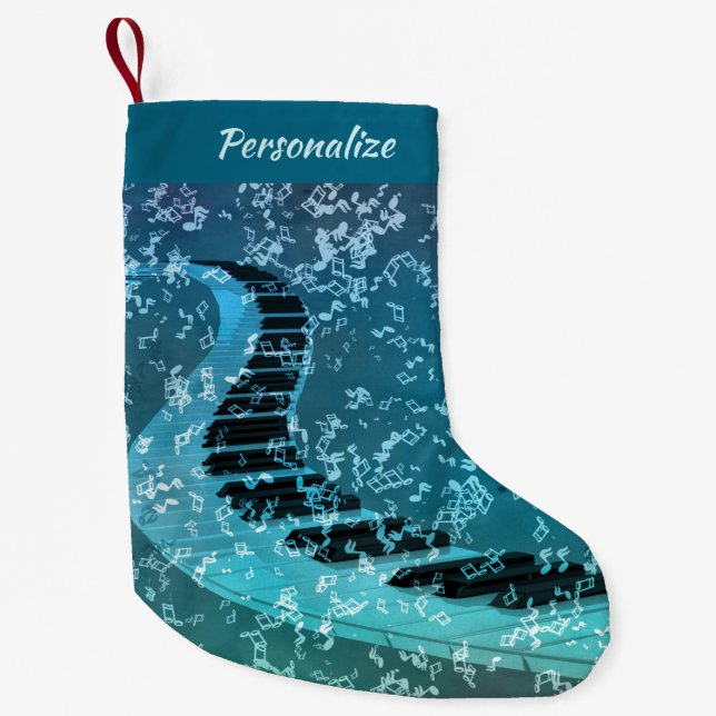 Elegant Piano Keys Musician Christmas Holiday Small Christmas Stocking (Front)
