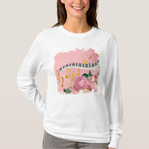 Elegant Piano Keys & Roses Floral Music Lover T-Shirt