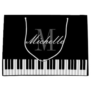 Elegant piano keys xmas gift bags with custom name