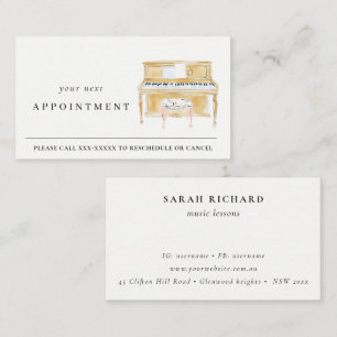 Elegant Piano Musician Music Teacher Appointment Business Card