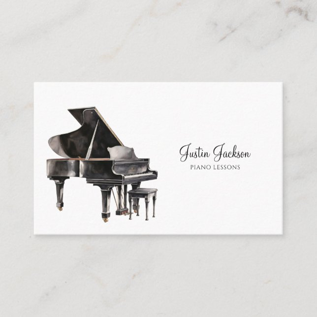 Elegant Piano Musician Music Teacher  Business Card (Front)