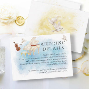 Elegant Piano & Violin   Dove Fly Wedding details Enclosure Card