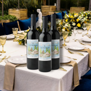 Elegant Piano   Violin flower doves Wedding Luxury Wine Label