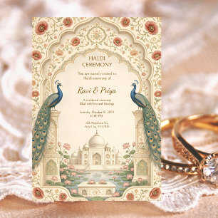 Elegant Pichwai Indian Haldi Ceremony Invitation