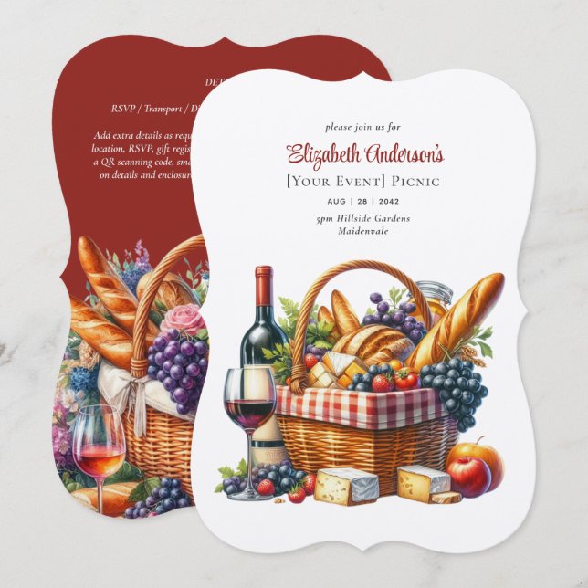 Elegant Picnic Party Birthday Retirement ANY Event Invitation (Front/Back)
