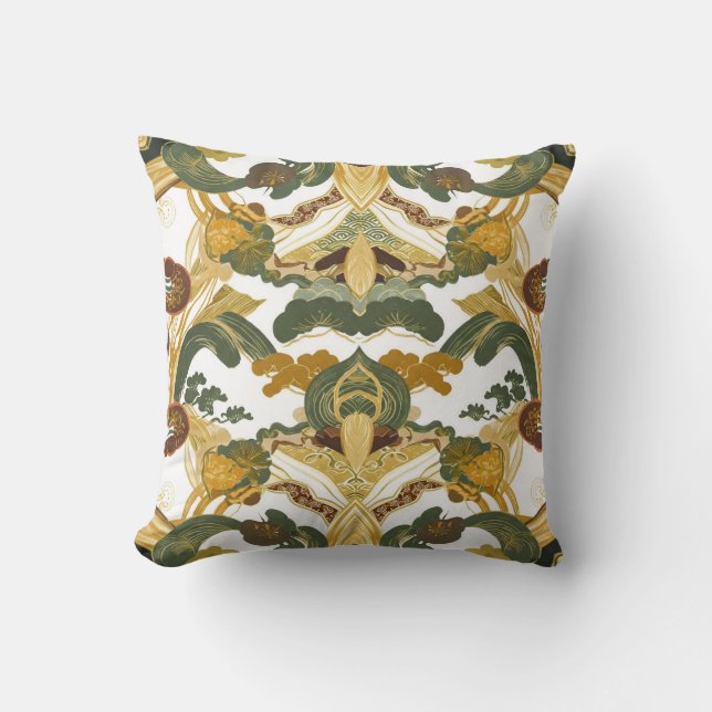 Elegant pillows in green and gold - vintage pillow (Front)