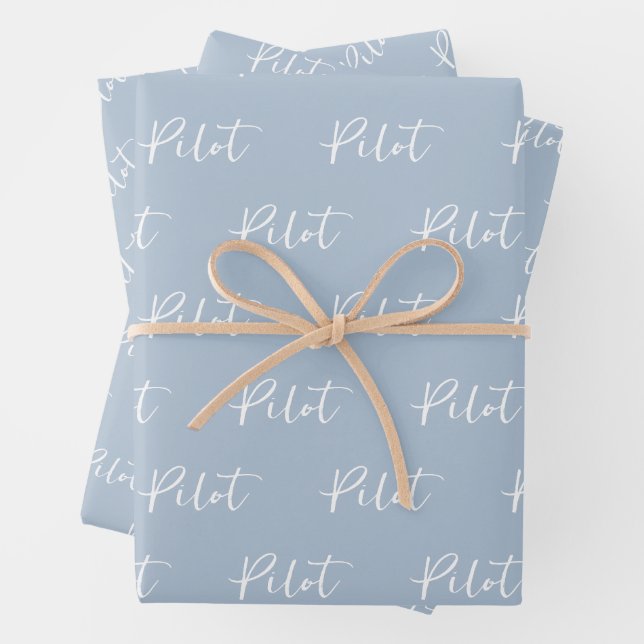 Elegant Pilot Brush Script Typography Wrapping Paper Sheet (In situ)