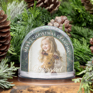 Elegant Pine Border Photo Snow Globe