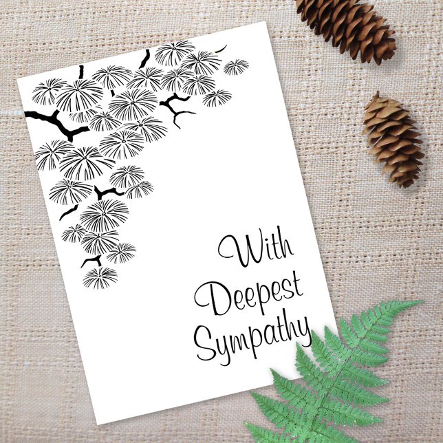 Elegant Pine Branch Black White Sympathy (Creator Uploaded)