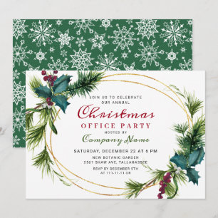 Elegant Pine Christmas Holiday OFFICE Party Invitation