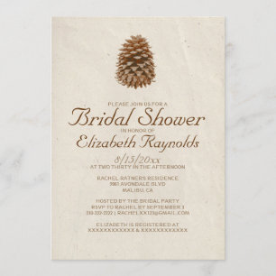 Elegant Pine Cone Bridal Shower Invitations