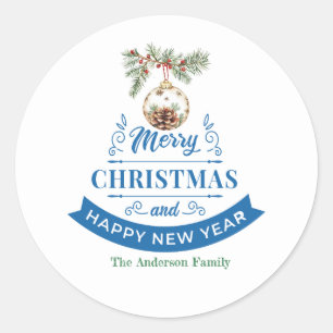 Elegant Pine Cone Christmas & New Year  Classic Round Sticker