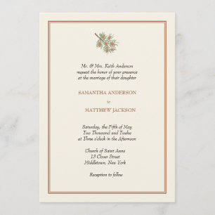 Elegant Pine Cone Wedding Invitation