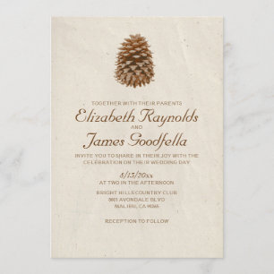 Elegant Pine Cone Wedding Invitations