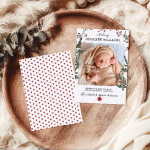 Elegant Pine Frame Baby Birth Announcement Card